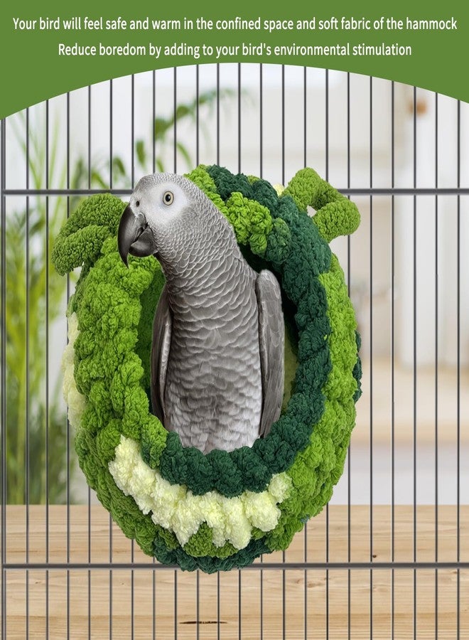 Hamiledyi Bird Nest Warm Snuggle Hut Bird Bed Fluffy Bird Sleeping Bed Parrot Nest Hammock Bird Shed Hut House Plush Snuggle Bird Hammock for Parakeets Cockatiels Conures Lovebirds (Green, Large) - Image 5